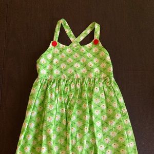Little Miss Marmalade Lime Green with white flowers sun dress size 8